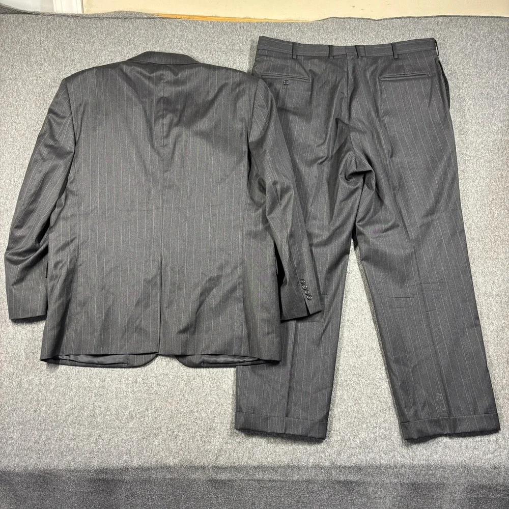 Jos. A. Bank Mens 48R Charcoal Pinstripe 100% Wool 2-Piece Suit Gordon 40X31